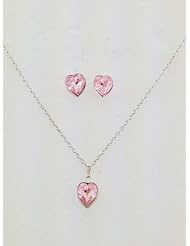 ds rain 珠雨 钛金浅粉色桃心 奥地利水晶项链+