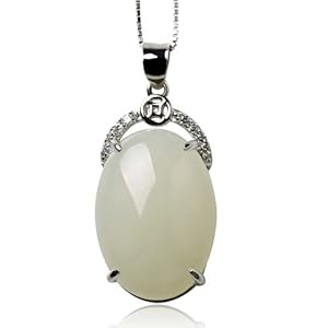 曼丽翠 S925银镶和田玉吊坠-金玉满堂在亚马逊