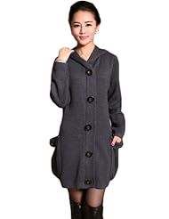 羊城衣族 秋冬中<em>长款</em>单排扣<em>羊毛开衫女外套</em> H