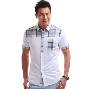 才子 <em>T恤</em> 男装 夏季 男士时尚拼接短袖修身<em>开衫</em>