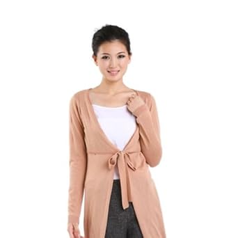 Emely 安魅力 <em>秋装 女长款开衫</em>胸部系带薄针织