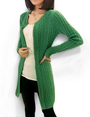 DELUXSEY 糖果色中<em>长款</em>小麻花针织<em>开衫</em> <em>秋季</em>