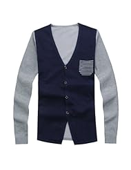 百酷麦 秋冬装新款<em>针织衫男开衫男</em>拼色V领修身