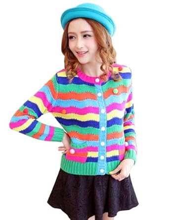 Eden Youth 衣度青春 <em>彩虹条纹针织开衫</em>毛衣针