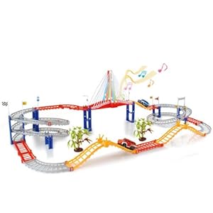动轨道车 玩具车模型 灯光音乐桥梁 拼接音乐轨