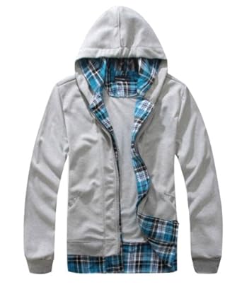 yeetenk 男士<em>开衫</em> 休闲外套 <em>连帽卫衣</em> 假两件格