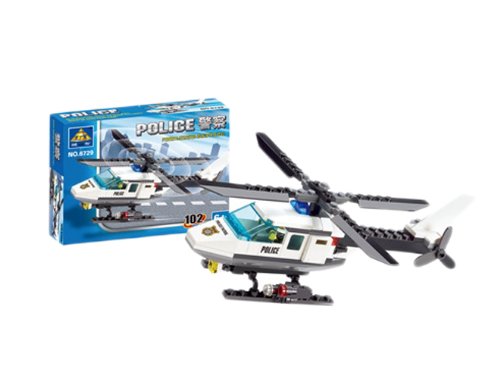 开智 警察直升机 乐高式积木玩具6岁以上拼装
