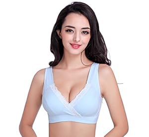 玛利亚湾 交叉<em>哺乳文胸</em>-蓝色-<em>M码</em>孕妇装舒适运