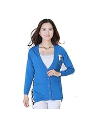 斯卡琳 韩版<em>宽松薄外套</em>V领<em>长袖针织开衫</em> 针织