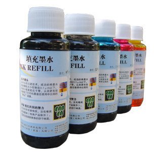 艾格特 佳能墨盒填充墨水 五色套装500ML 碳零