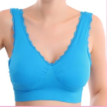 可娃衣 棉质瑜伽<em>背心式运动文胸</em> 弹力蕾丝边无