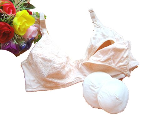 婴蓓乐哺乳<em>文胸</em>纯棉织花送2片乳垫<em>38号</em>肉粉色