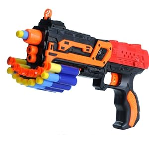 XIONGHAI 软弹枪儿童玩具枪可发射子弹儿童枪玩具手枪打bb弹声光电动枪 桔色 原装高配版: 亚马逊中国: 玩具
