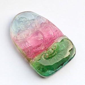 天然极品红绿西瓜碧玺雕刻吊坠NO 717小组,天