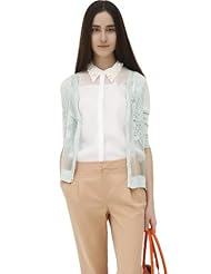 Lily <em>女式</em> 淑女名媛气质透视感立体绣花<em>中袖</em>针织