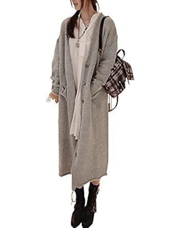 色长袖宽松毛衣外套 女士秋冬季时尚<em>长款针织</em>