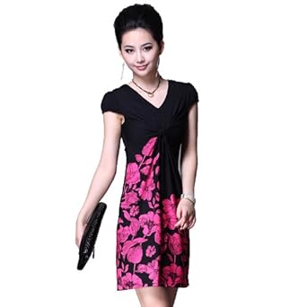 <em>KAISER</em> 卡茜尔<em>女装</em>弹力牛奶丝连衣裙红白玫瑰