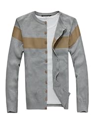 春装新款 拼色潮流 男 <em>圆领毛衣开衫</em>超新 带扣时