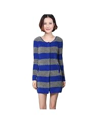 BCYRE <em>百纯</em>羊绒 女士撞色条纹<em>貂绒</em>衫中长款修