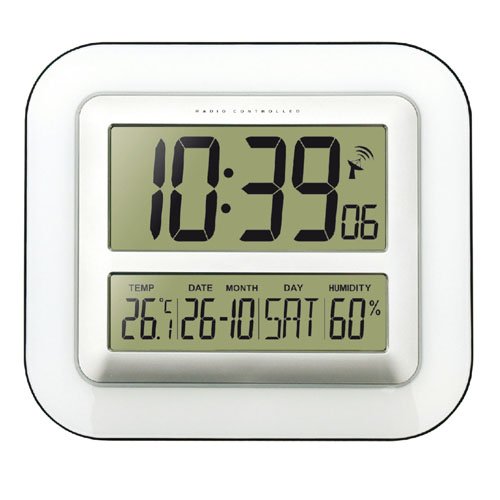 德国品牌 Technoline 温度显示白色电波钟WS8