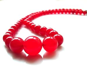 星宏紫阳 七彩靓丽马来玉项链 红色塔珠项链