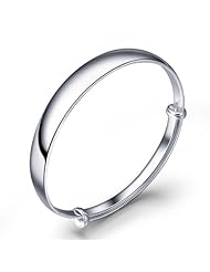 艾语珠宝 光面简约S9999万足银手镯 女款 银镯