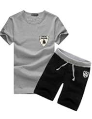 装韩版兰博基尼绣标男士圆领<em>短袖T恤男短裤</em>运