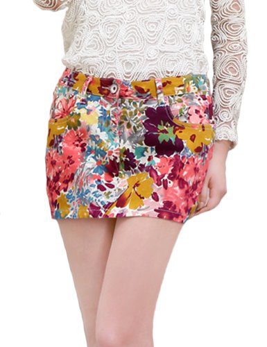 迪卡西尼 修身大码印花包臀裙<em>牛仔短裤裙</em> <em>女士</em>