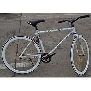 台湾亿族 26寸高刀烟灰斑点新颖死飞车自行车