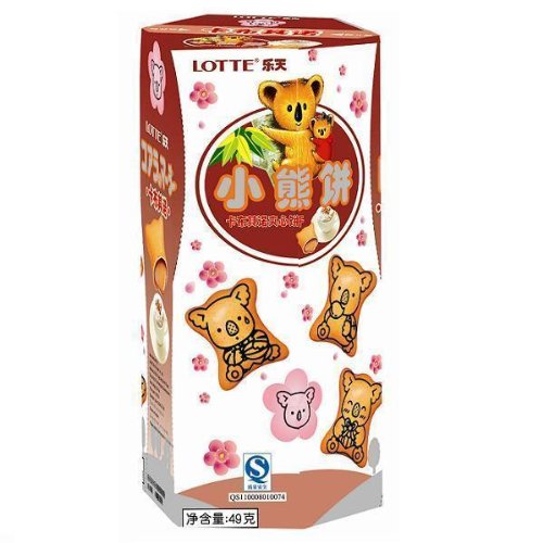 乐天 小熊饼夹心饼干49克盒装 卡布奇诺味咖啡味:亚马逊:食品