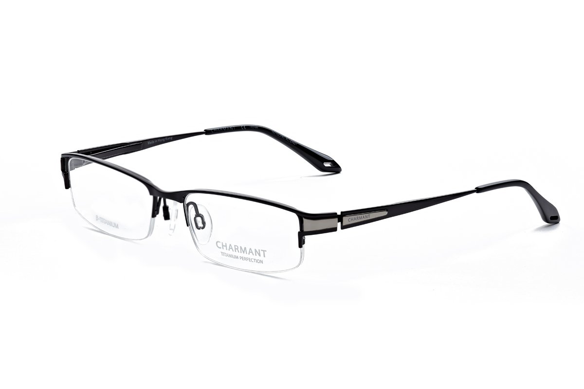 CHARMANT 夏蒙 β-TITANIUM 钛合金商务眼镜架 光学镜架 黑色金属半框 ch10243-bk:亚马逊:个人护理