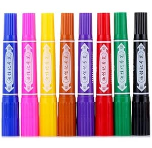 HERO 英雄 彩色双头油性记号笔(大头)8支装-办公用品-亚马逊中国