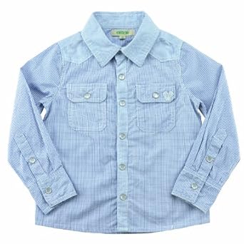 KINIKI 童装 男童 <em>长袖 开衫</em> 立领 格子 衬衫 浅蓝