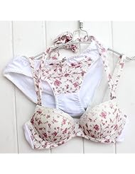 甜漾乐园 双肩<em>吊脖</em>小碎花深v性感内衣<em>胸罩</em>可爱