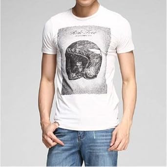 Armani 阿玛尼 弹力修身头盔图案 男士短袖T恤