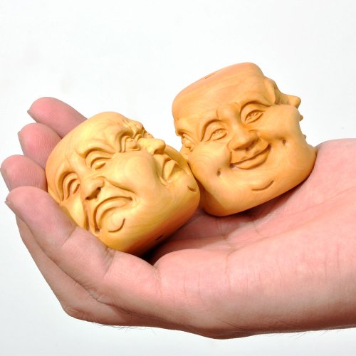 和卉堂 黄杨木喜怒哀乐四面佛雕 手玩件 手把件