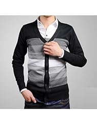 尚尔一 男士针织衫韩版修身毛衣<em>条纹开衫男</em>XN