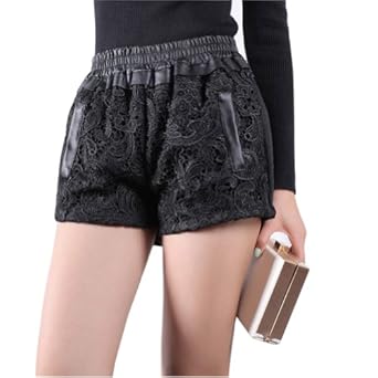 卡其儿 <em>女士短裤</em> 秋<em>冬季</em>新款 蕾丝<em>短裤</em>女热裤 刺