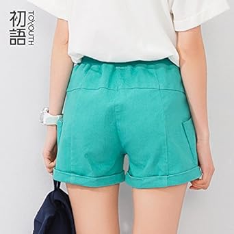 初语高腰<em>短裤</em>女2015夏新款 松紧腰<em>A型阔腿裤</em>