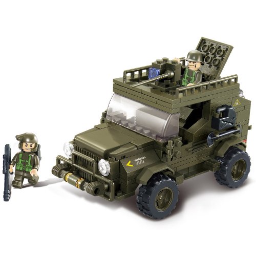 SLUBAN 小鲁班 陆军部队 军用吉普车 积木模型