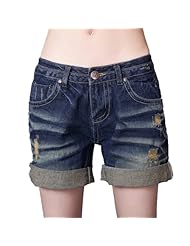 韩都衣舍 <em>韩国</em>2012新款夏装磨破<em>翻边牛仔短裤</em>