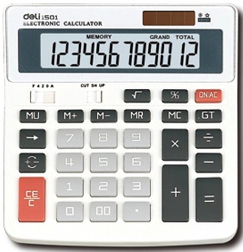 Deli 得力 1501 12位 超宽大屏 通用型计算器:亚