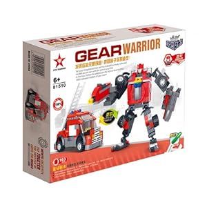 星钻 积变战士 机器人 齿轮 乐高式积木 消防车
