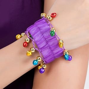 YQUEEN 雪纺铃铛手链 肚皮舞手链手环 彩铃手