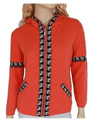 鄂尔朗琪 咖色红色绿色桔色<em>黑色开衫外套毛衣</em>