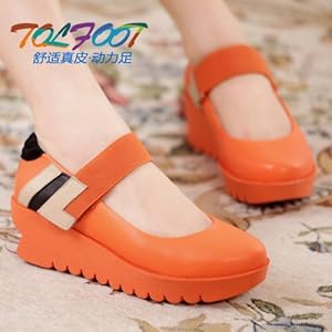 Tolfoot 动力足 2014春季新款真皮女鞋子 欧美坡