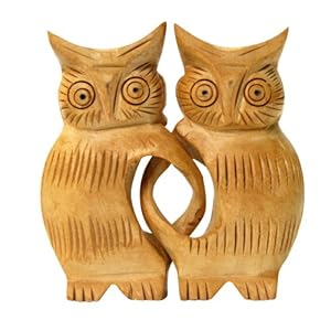 爱居品 印度手工艺品 木雕 黄杨木 情侣猫 同伴