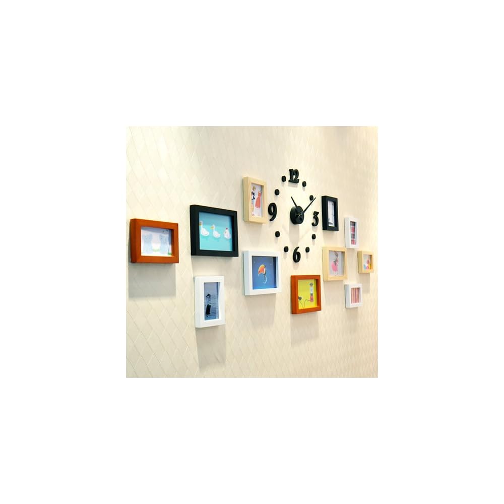 梓晨+灵动时尚实木照片墙+钟表组合套装