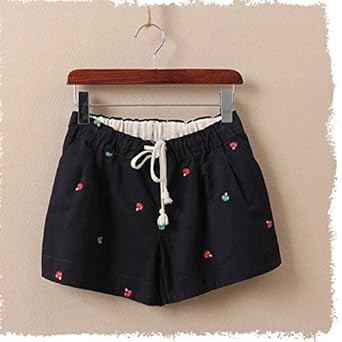 印秋 <em>女式</em>棉麻<em>短裤2015</em>夏新款日系<em>短裤</em>甜美刺