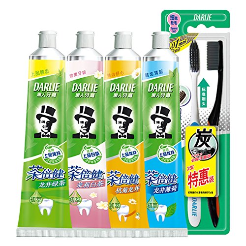 黑人 茶倍健 牙膏90gx4支装+炭丝深洁牙刷2支装 45元